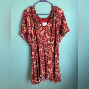 Anthropologie Red Floral Dress-Plus Size